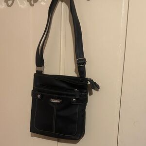 Rosetti Black Crossbody Bag with Silver Accents